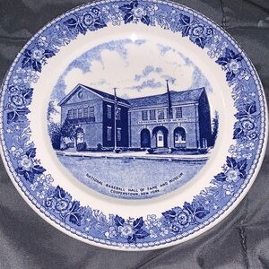 Blue Commemorative Decorative Plate - National Baseball Hall of Fame Design